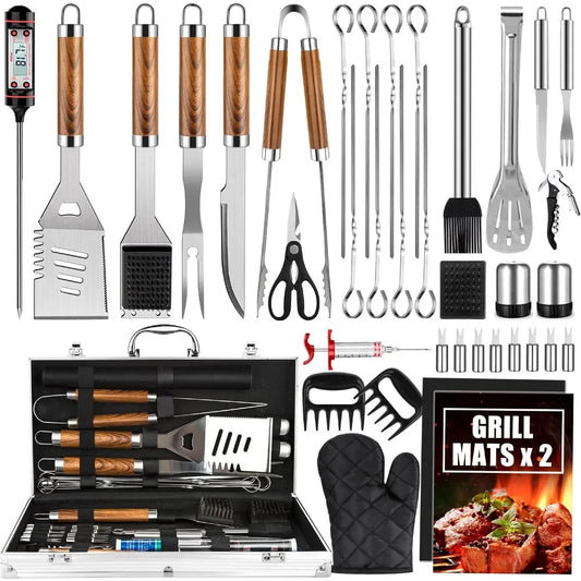 NBVCX Stainless Steel BBQ Tool Set With Thermometer by S And B Enterprise