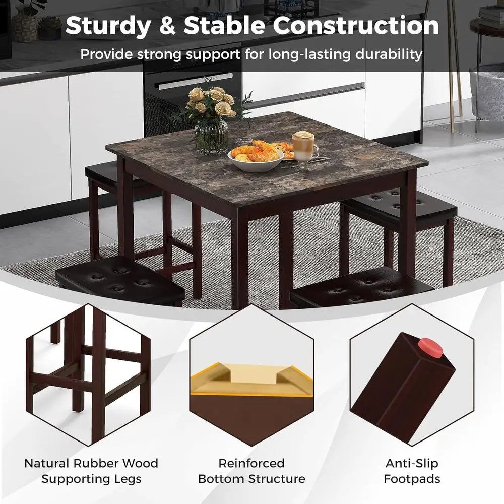4 Piece Dining Set With Counter Height Table And Stools by S And B Enterprise