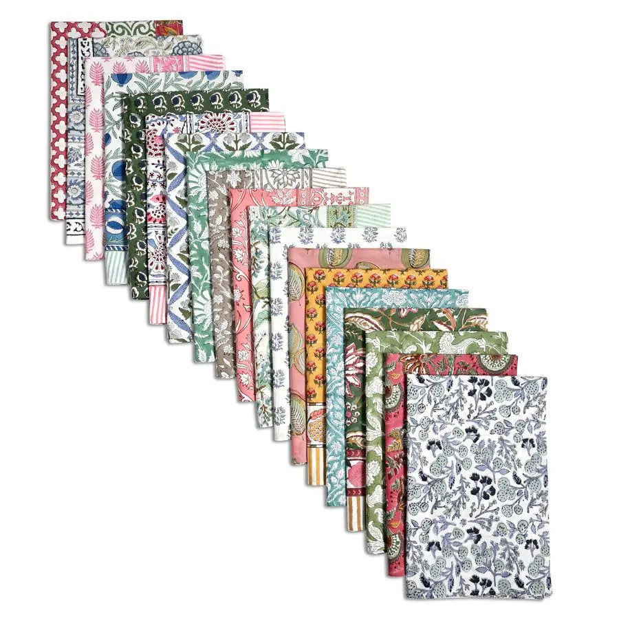 Hand Block Print Cotton Kitchen Towel Set Absorbent Quick Dry