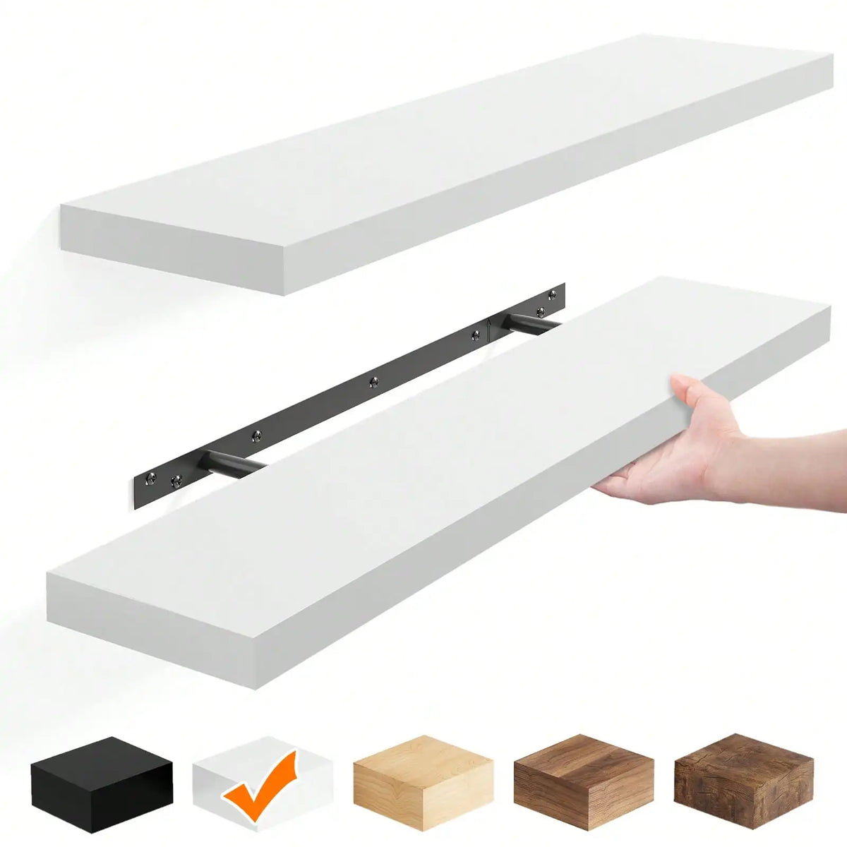 Floating shelves set of 2, 22-inch white MDF wall-mounted display shelves by S And B Enterprise