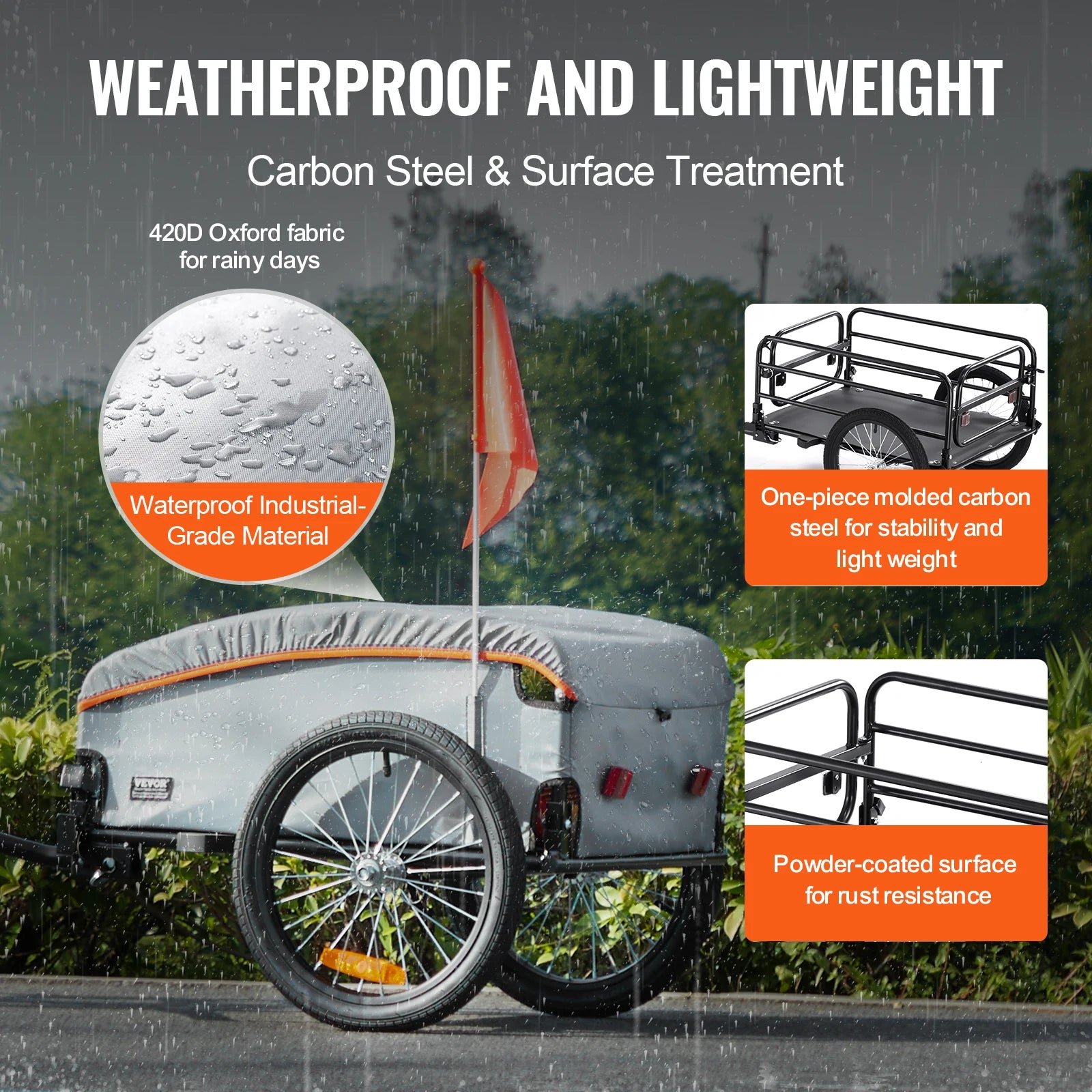 SucceBuy 100lbs Bike Cargo Trailer Foldable Bicycle Wagon Cart with Waterproof Cover & Safe Reflectors Fits 22"-28" Bike Wheel by S And B Enterprise