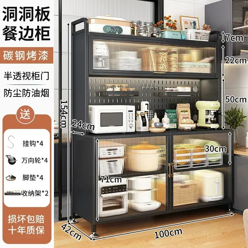Modern Kitchen Cabinet Hutch Movable Full Door Glass Cabinet Storage Display Cupboards Multi-functional Cupboard Storage Door by S And B Enterprise