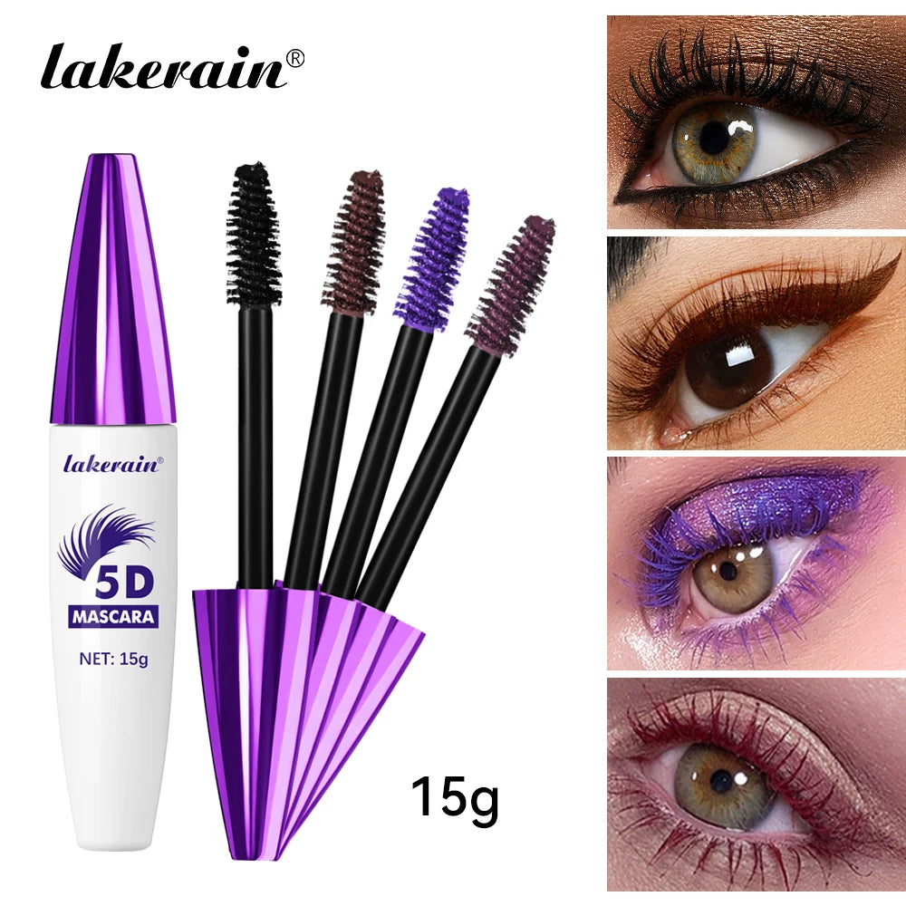 Lakerain 5D Mascara Eyelashes Waterproof Nourishing Smudge-Proof Lengthening Long-Lasting Intense Black Mascara Eye Makeup by S And B Enterprise