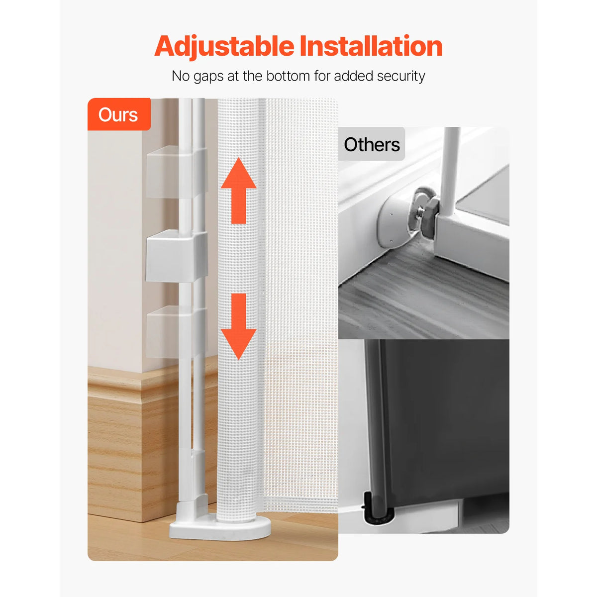 SucceBuy retractable baby gate, white mesh, adjustable to 55/71/110 in, for indoor stairs and doorways