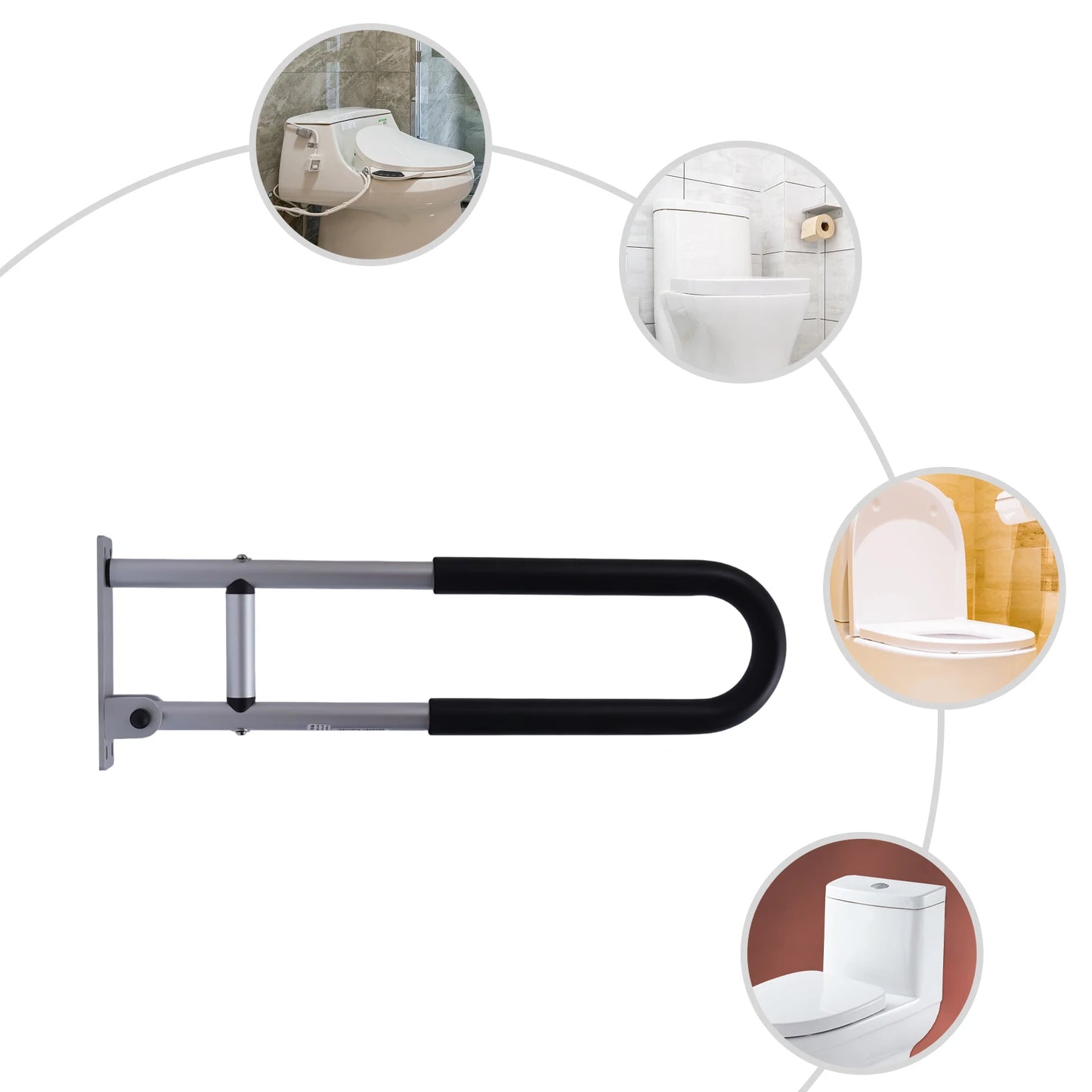 Toilet Safety Rails Foldable Handrail for Elderly and Disabled