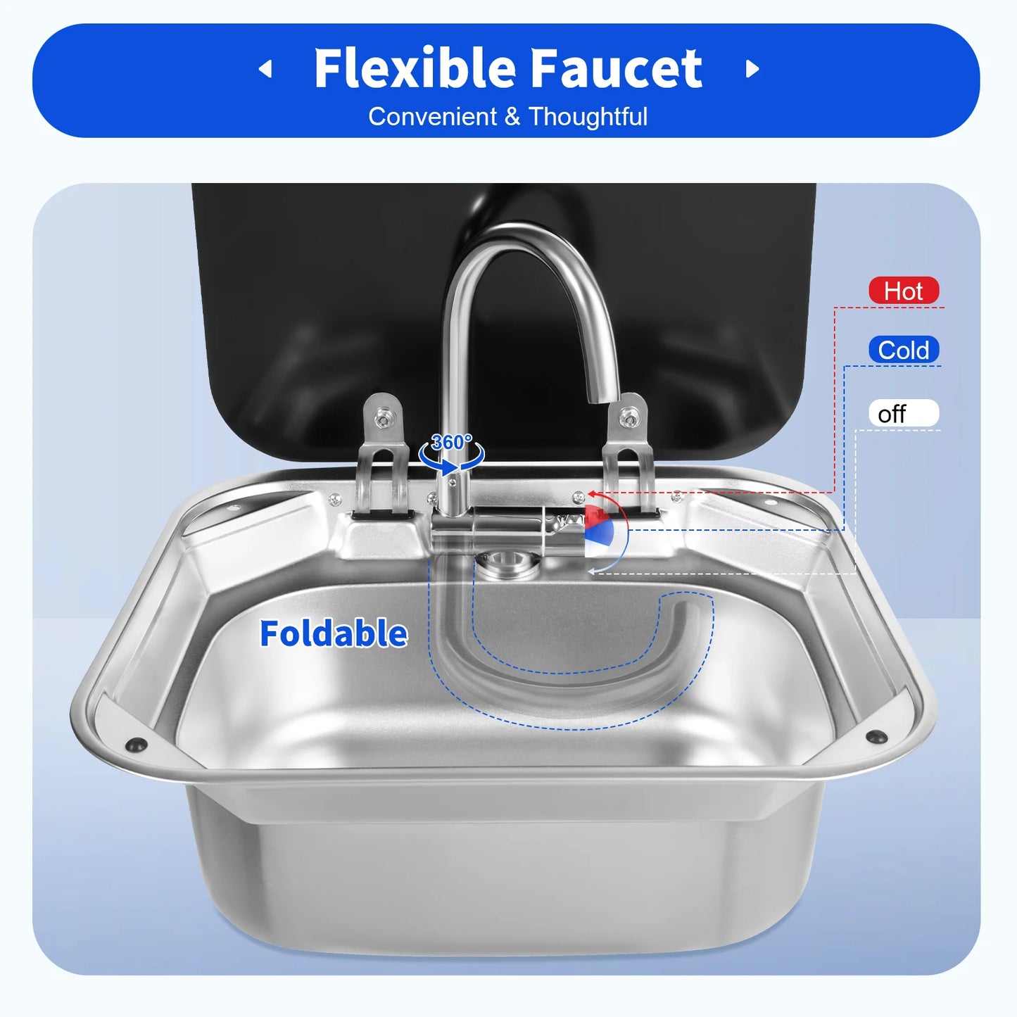 Rv Sink with Faucet, 304 Stainless Steel Hand Wash Basin Sink with Tap, large Capacity Sink and Flexible Faucet by S And B Enterprise