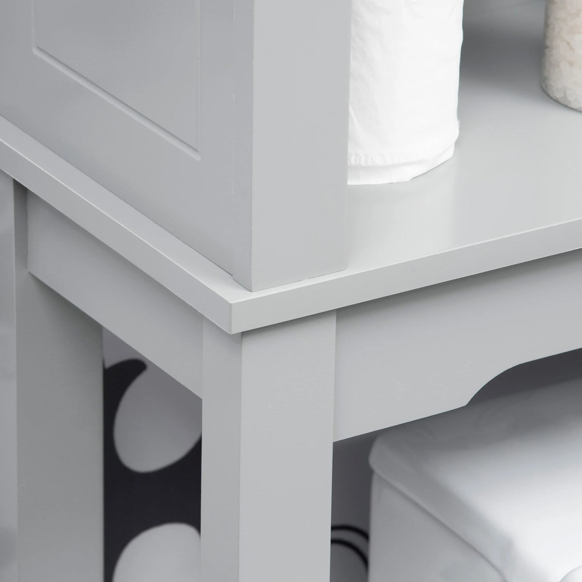 Kleankin over-the-toilet storage cabinet in grey with double doors, inner adjustable shelf and open shelf