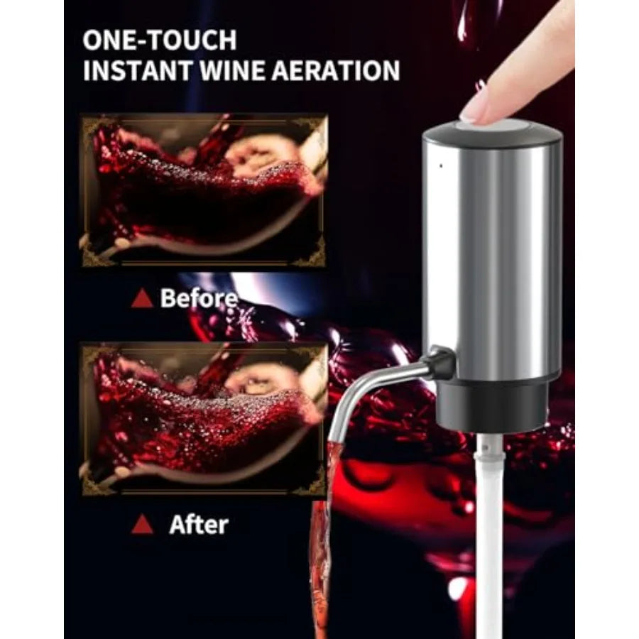 6-in-1 electric wine opener set by S And B Enterprise, rechargeable stainless steel with foil cutter.