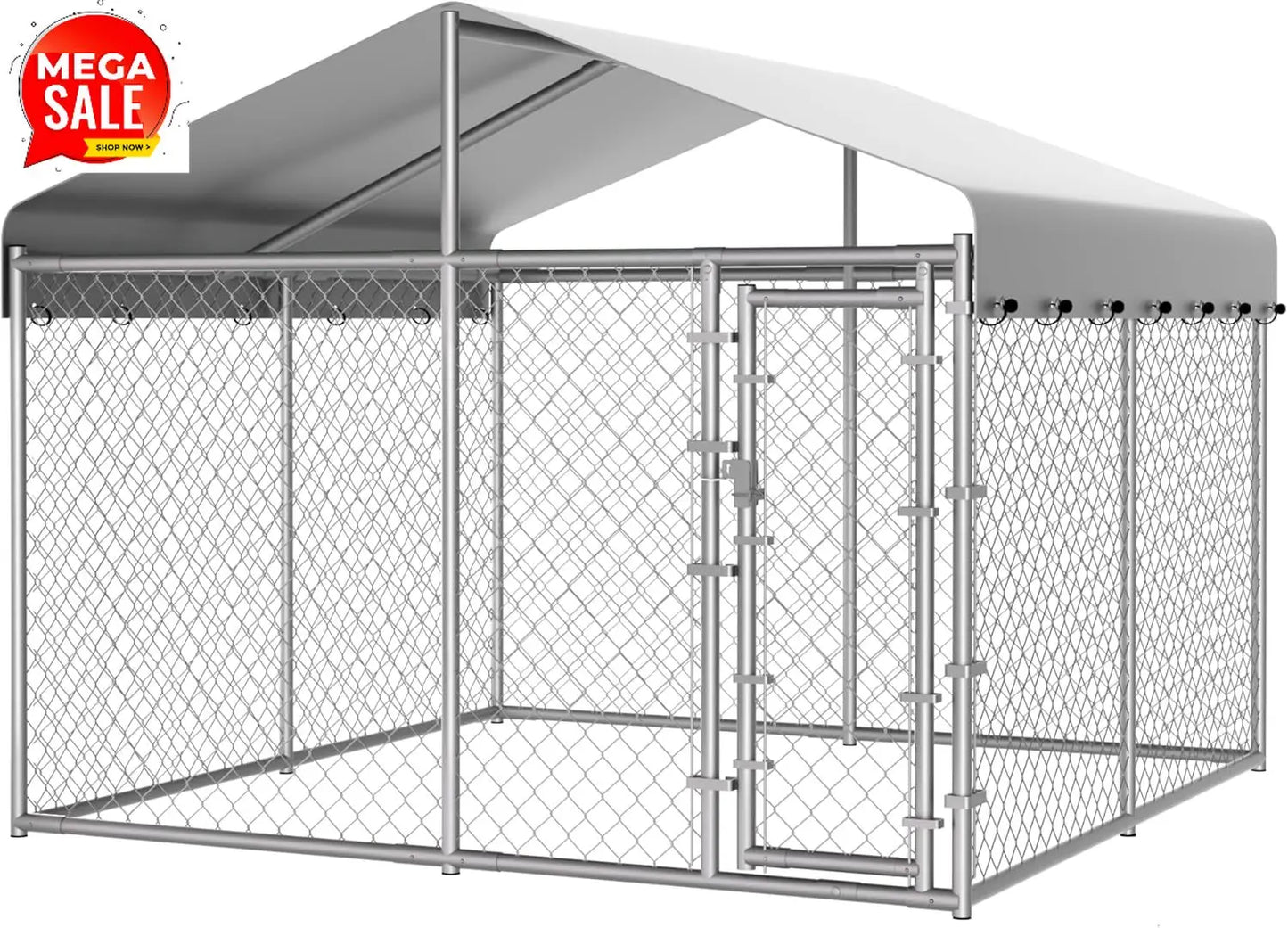 Outdoor Galvanized Chain Link Dog Kennel With Durable Roof