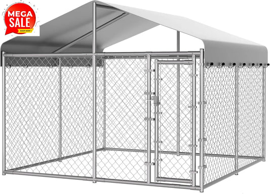 Outdoor Galvanized Chain Link Dog Kennel With Durable Roof