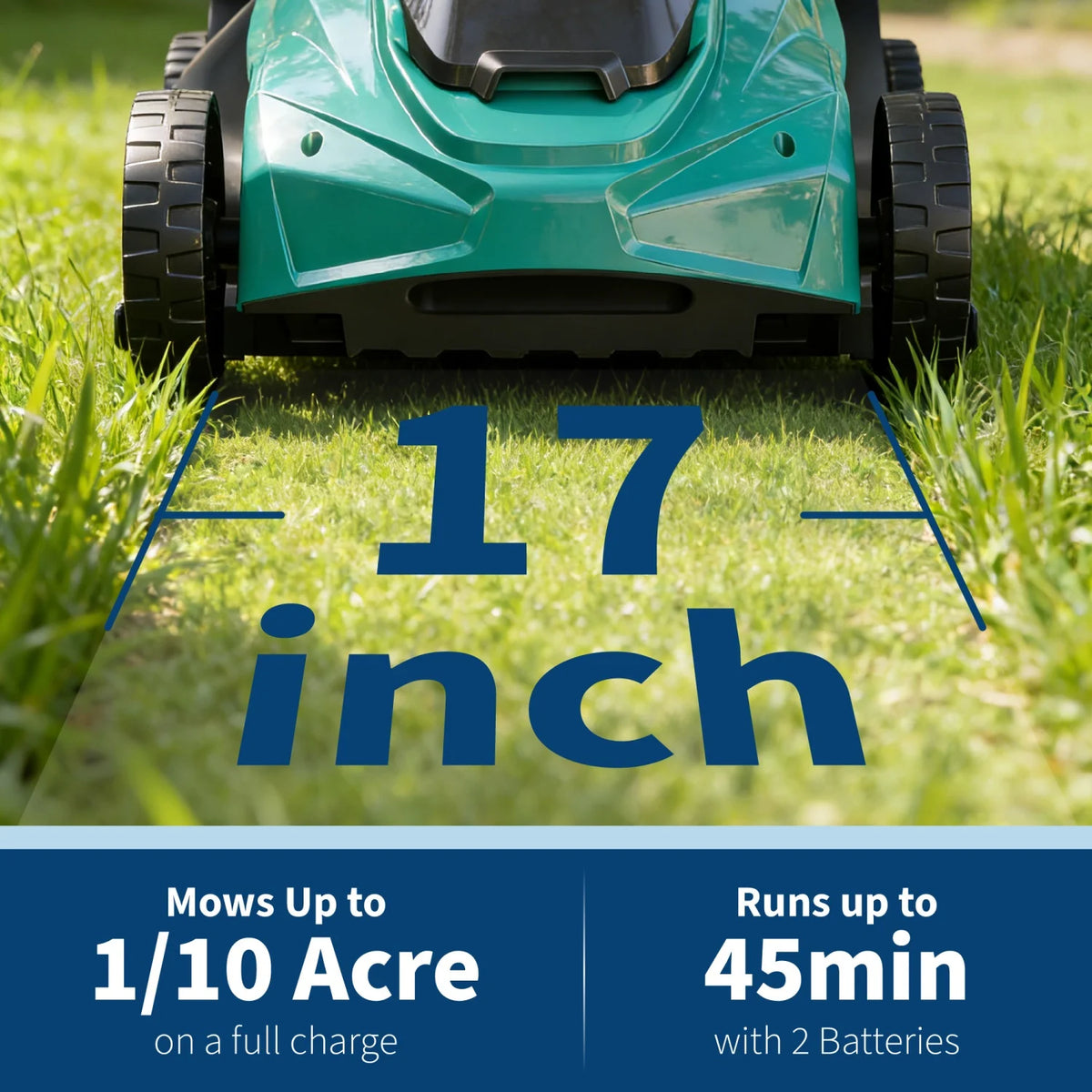 S And B Enterprise 17-inch cordless lawn mower with foldable handle and green body