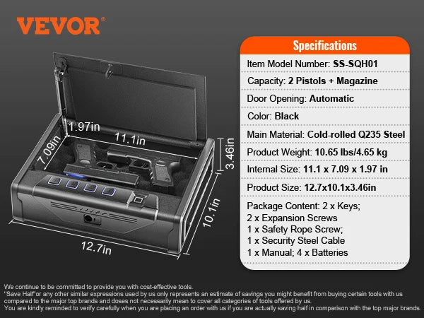 Gun Safe Biometric Quick Access Pistol Case With LED by S And B Enterprise