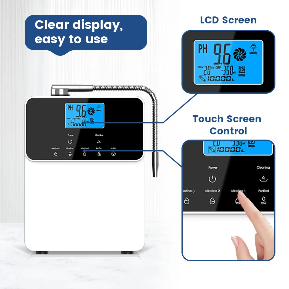 CAWOLO 11-plate platinum-coated home water ionizer by S And B Enterprise with blue LCD touchscreen