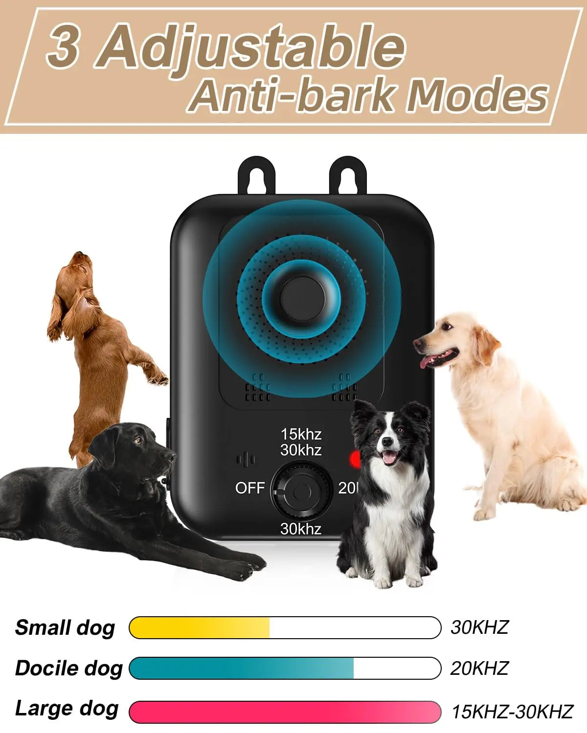 Black S And B Enterprise ultrasonic anti-bark device; rechargeable dog barking deterrent for indoor/outdoor use