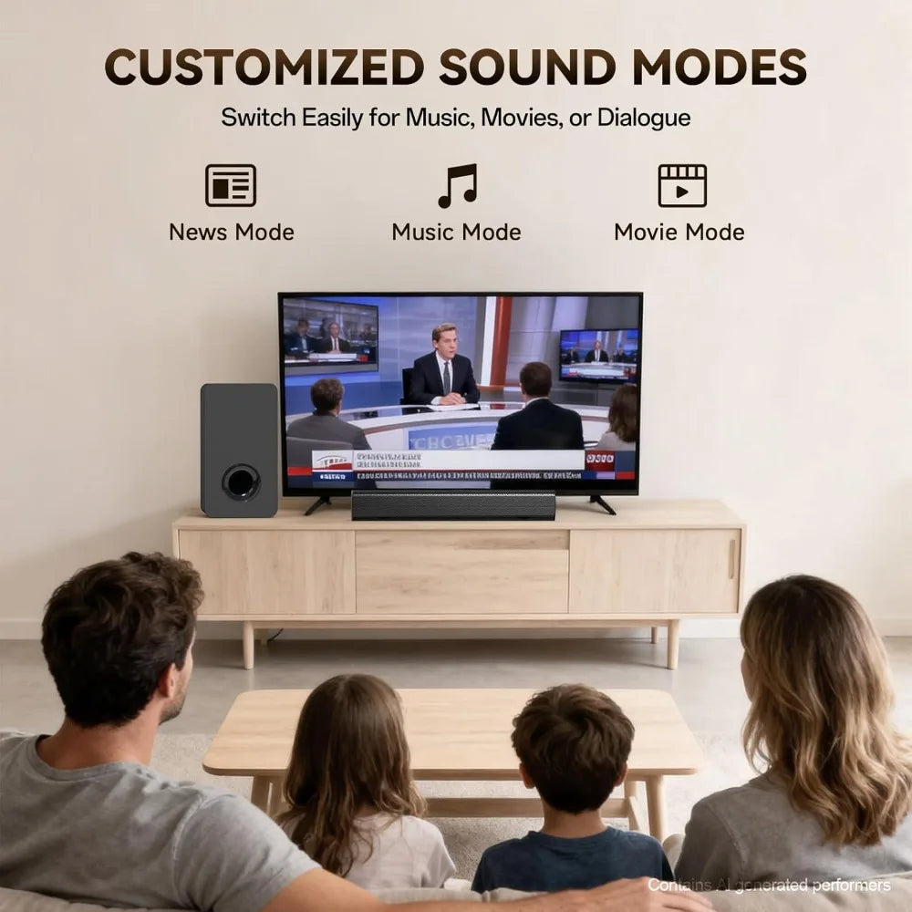 Wireless Sound Bar With Subwoofer 2.1Ch Home Theater HDMI ARC by S And B Enterprise