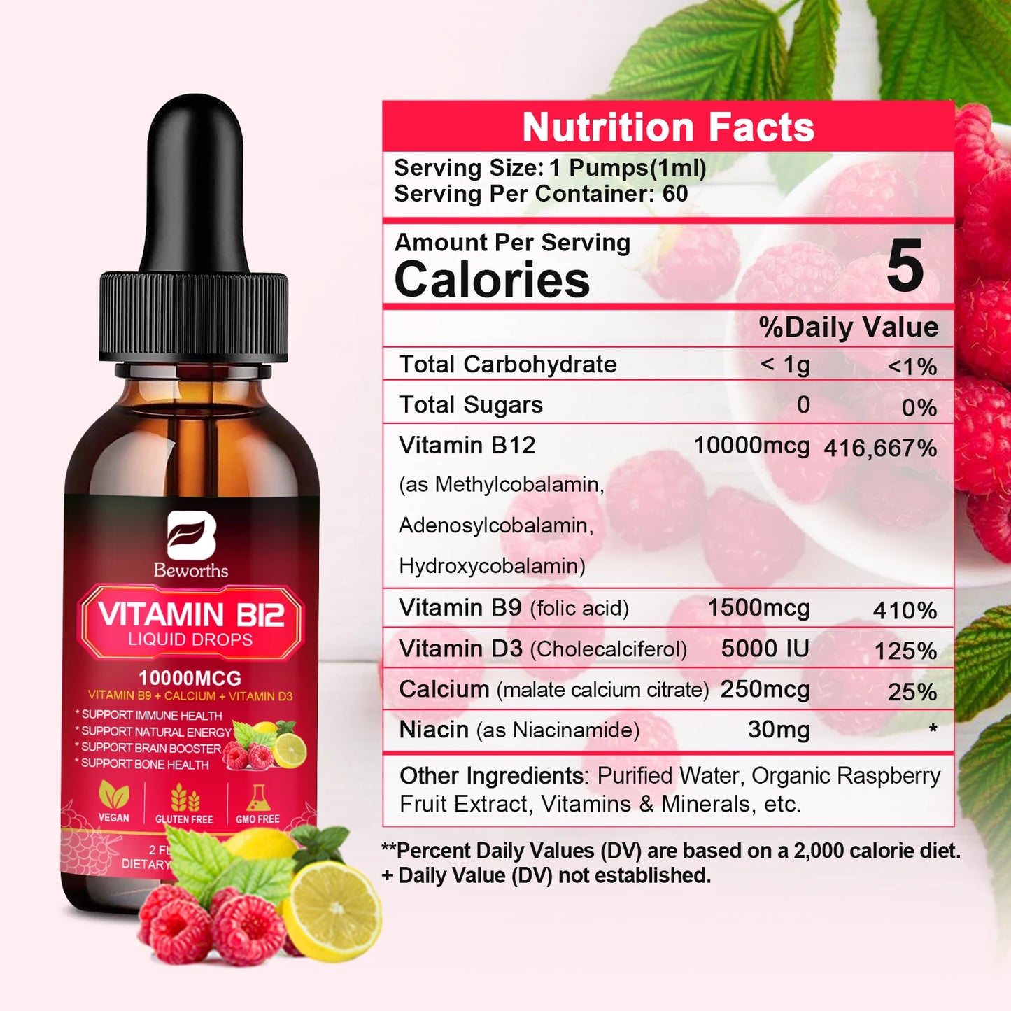 Beworths Vitamin B12 Drops For Energy Immunity Heart Health