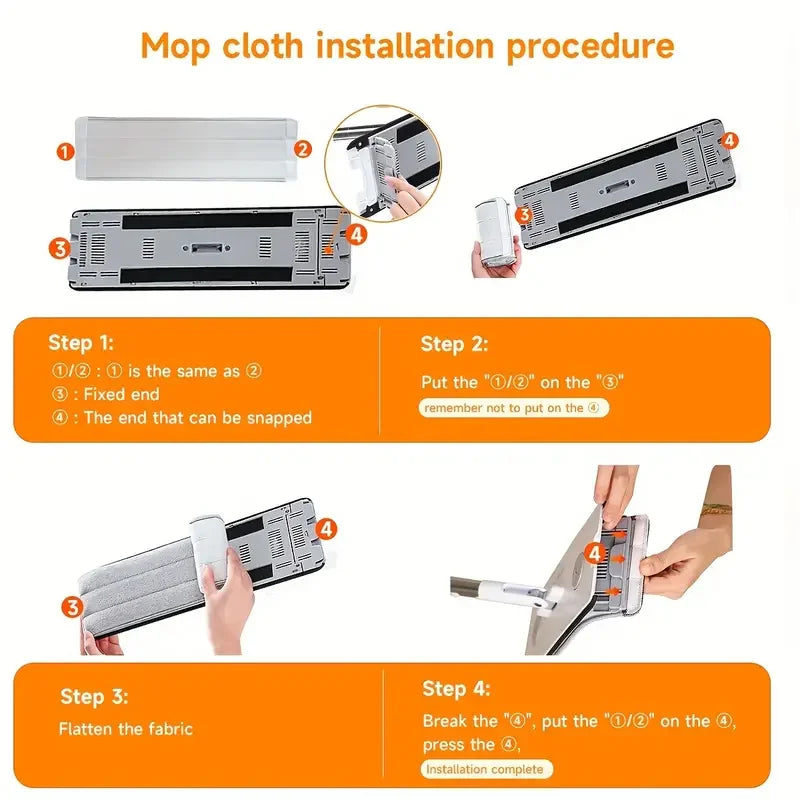 Joybos Flat Mop and Bucket System with 2 microfiber pads, 360° swivel, hands-free wash/dry for hardwood and tile floors.
