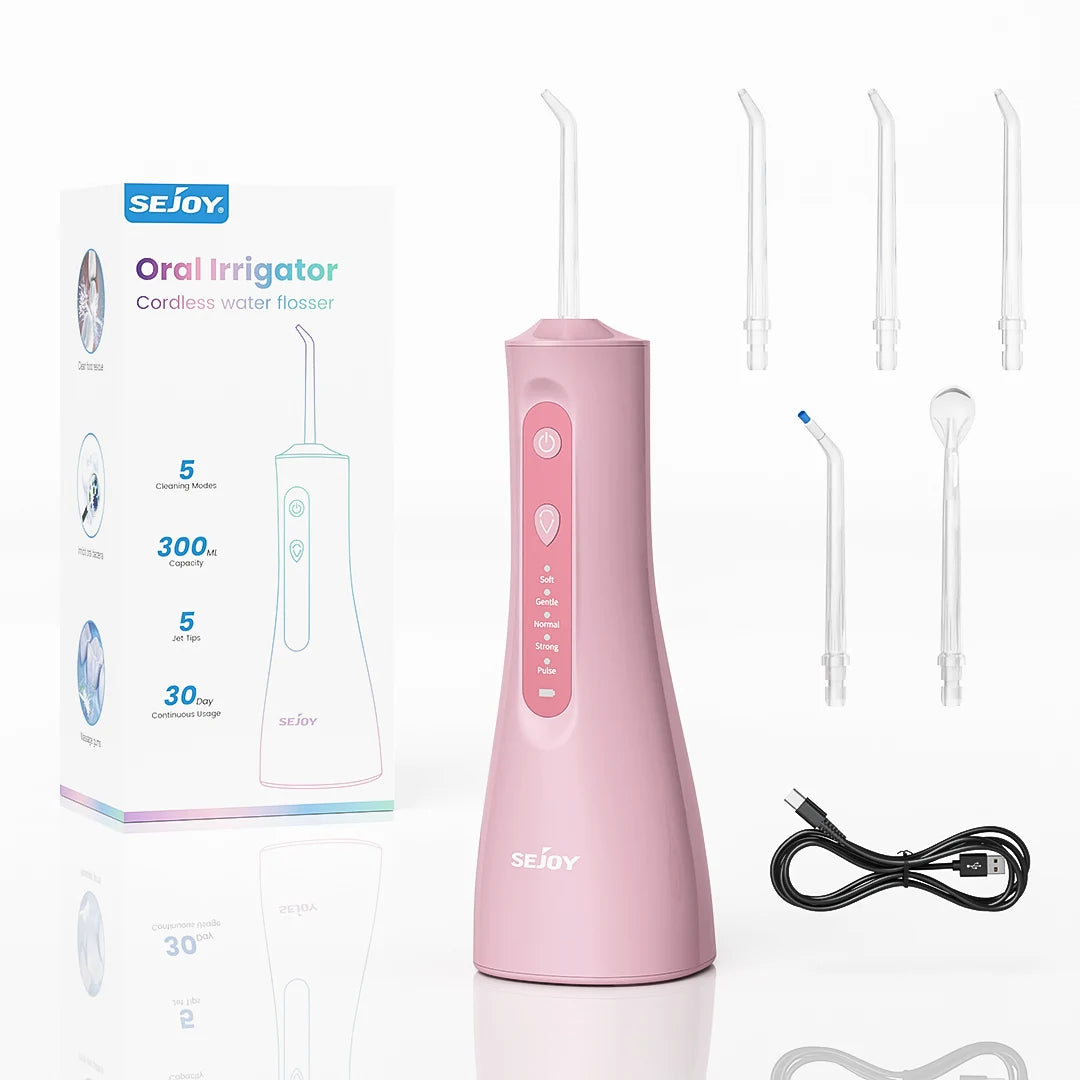 Sejoy Electric Water Flossers Oral Irrigator 5 Modes Portable Rechargeable by S And B Enterprise