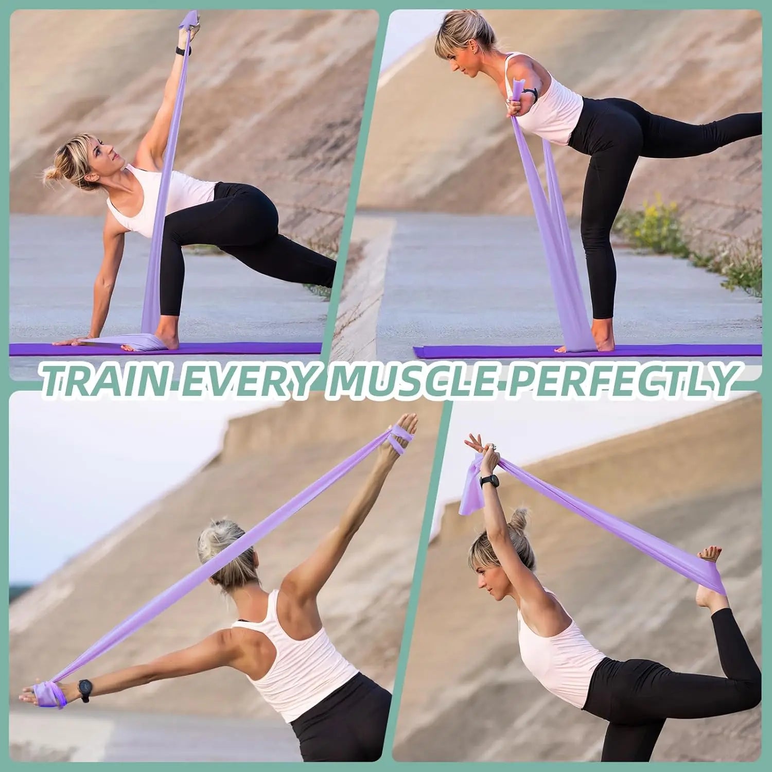 5-Level Resistance Bands Set for Exercise, Pilates, Yoga, Physical Therapy, Stretch, Strength Training by S And B Enterprise