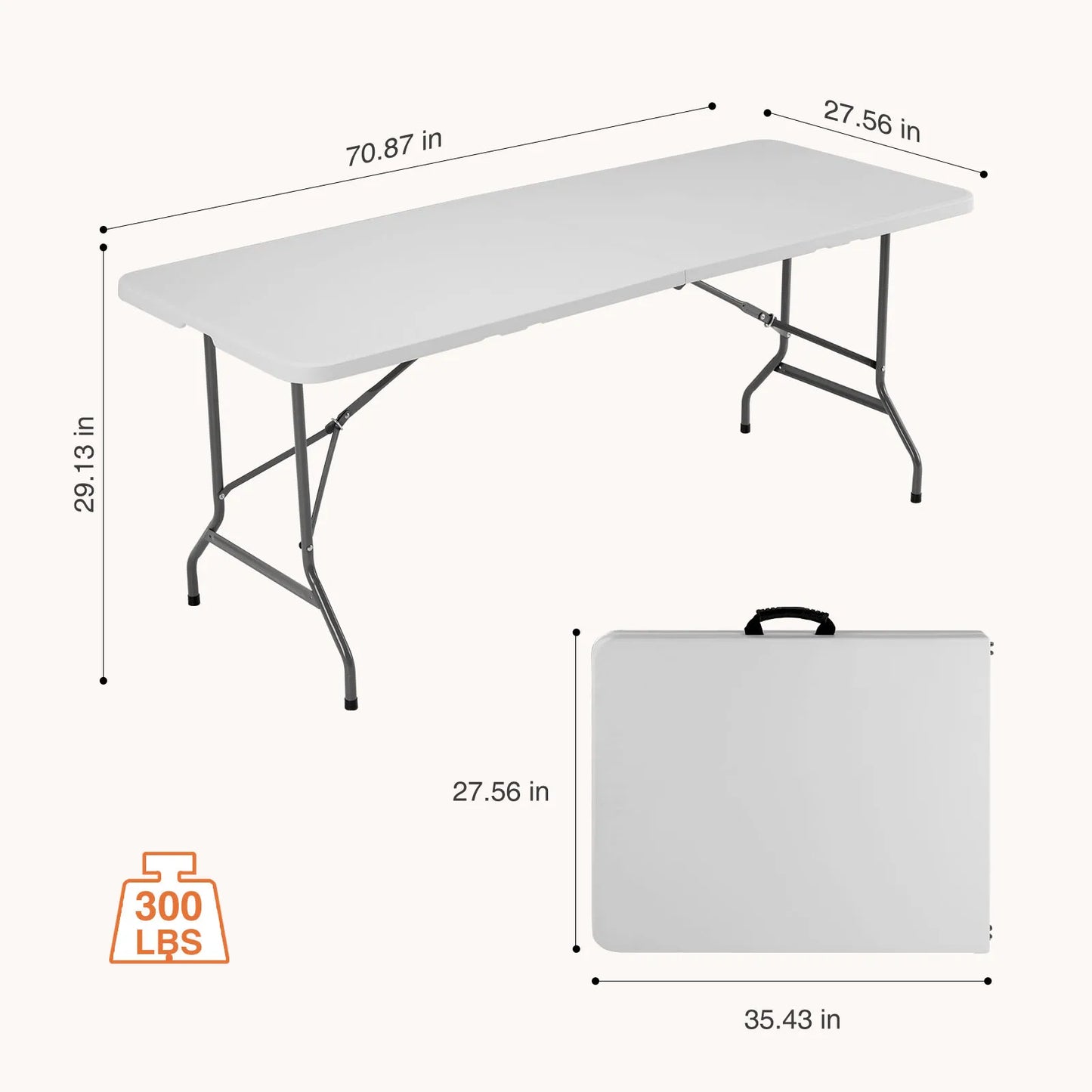 JHK Plastic Portable Folding Table With Carrying Handle Safety Lock