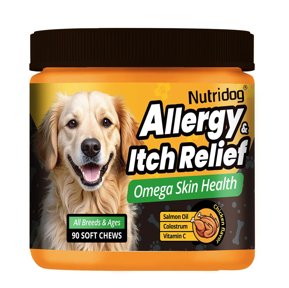 Nutridog Allergy Relief Dog Chews Omega 3 Vitamin C Support by S And B Enterprise