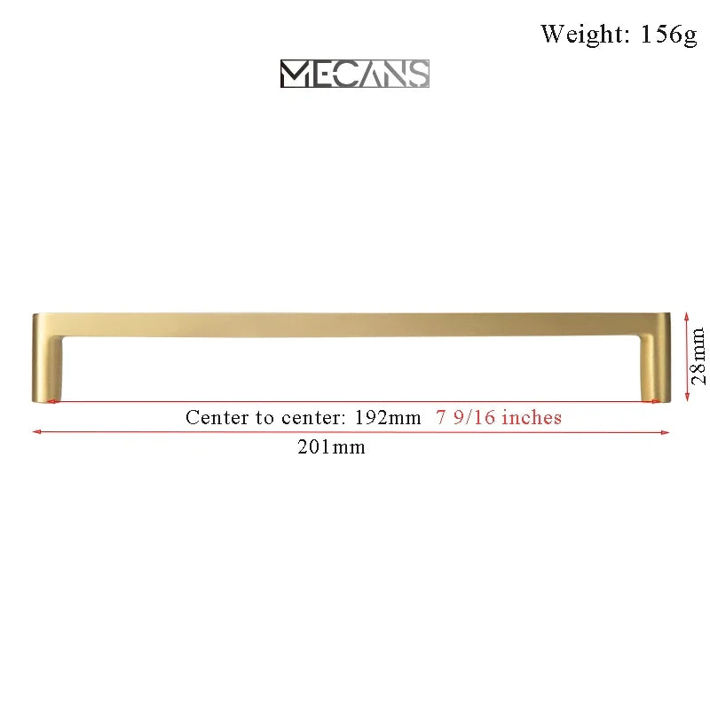 Brass cabinet handle long drawer pull by S And B Enterprise, 201 mm long, center-to-center 192 mm