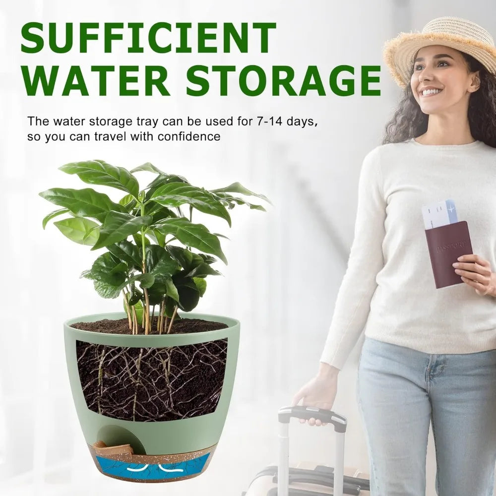NBVCX Self Watering Plant Pots With Drainage Saucers Indoor Outdoor by S And B Enterprise