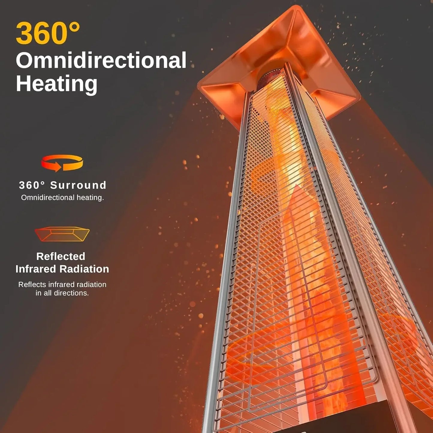 Pyramid Patio Heater Propane Outdoor With Wheels And Triple Safety
