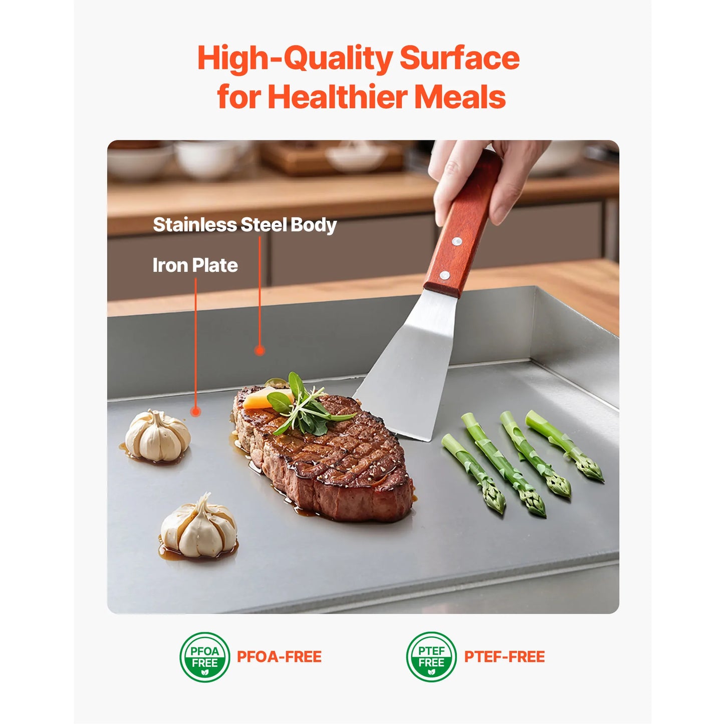 SucceBuy Commercial Electric Countertop Griddle 50-300 C Temperature Control