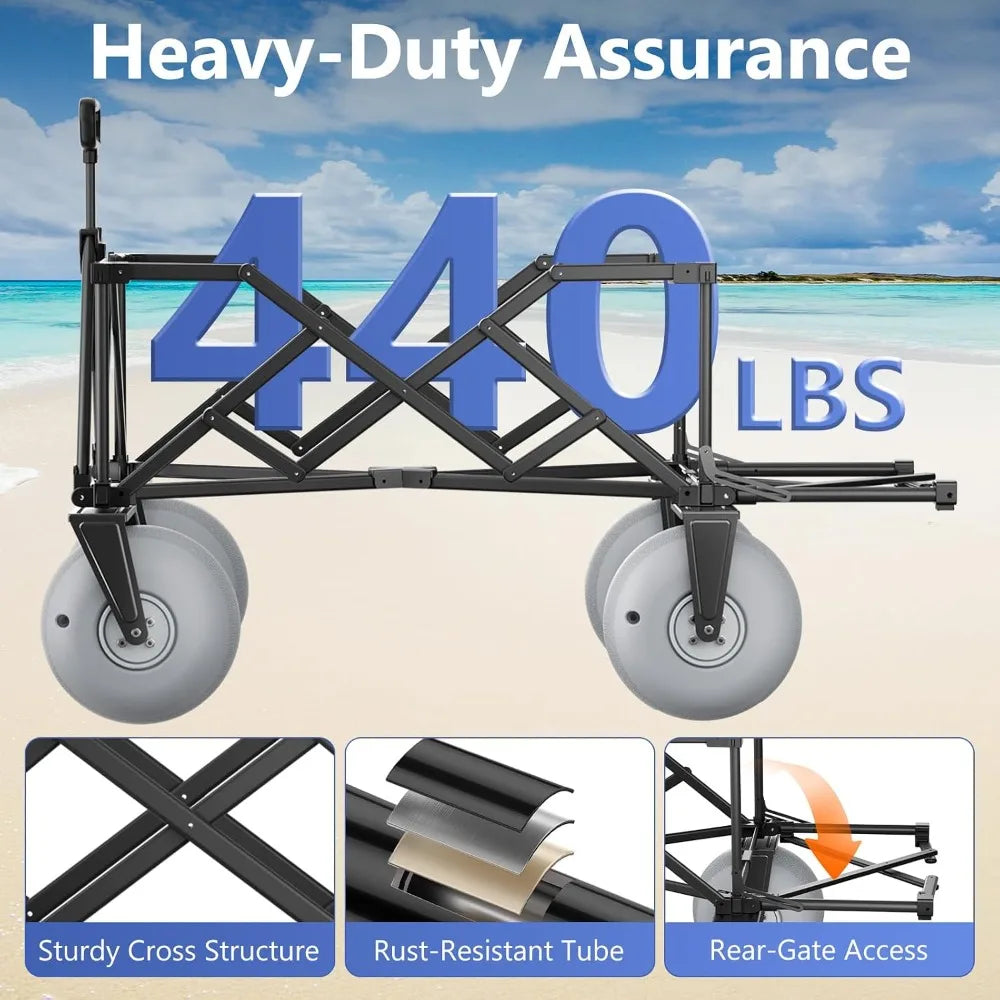 Beach Wagon 440 Lbs Heavy Duty With Inflatable Wheels by S And B Enterprise
