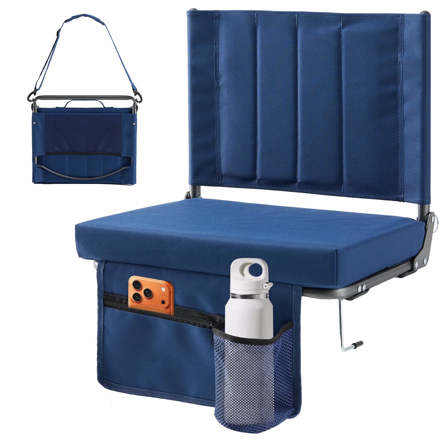 JHK Outdoor Foldable Seat With Back Support Portable Padded Comfort by S And B Enterprise