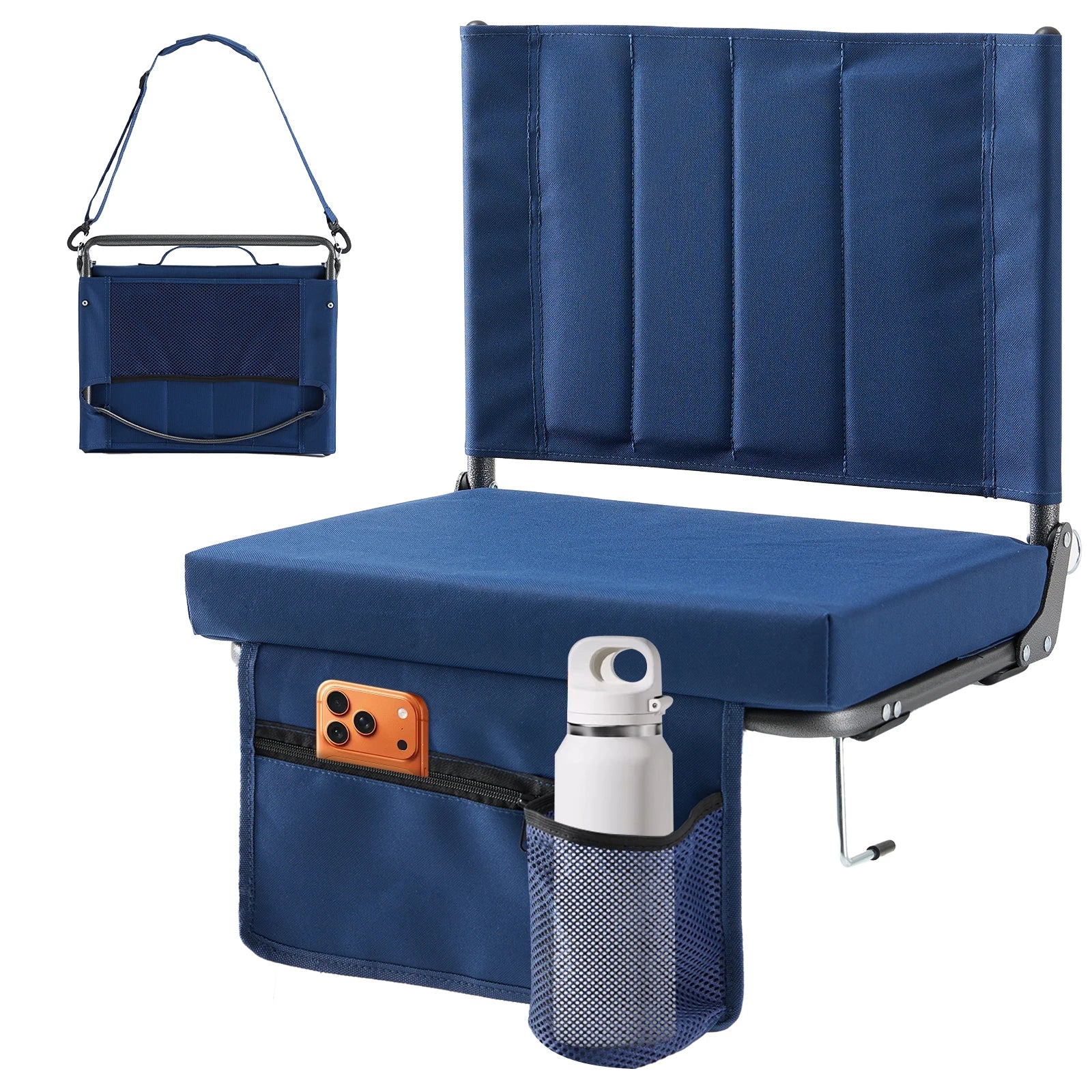 JHK Outdoor Foldable Seat With Back Support Portable Padded Comfort by S And B Enterprise