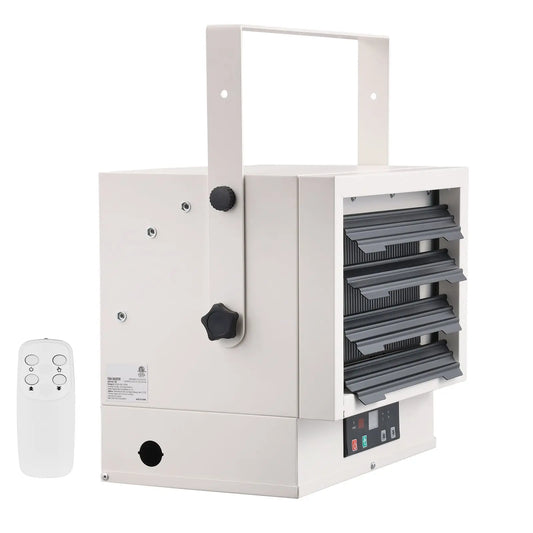 Electric garage heater by S And B Enterprise, 7500W white wall/ceiling mount with remote