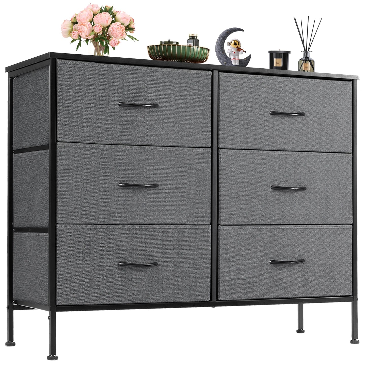 JHK Six Drawer Fabric Cabinet For Living Room Storage And Organization