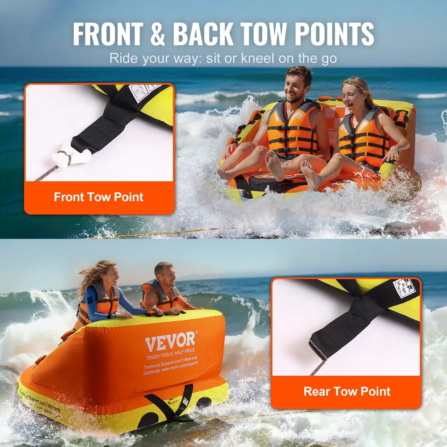 Towable Boat Tube With Deck Seats And Backrest