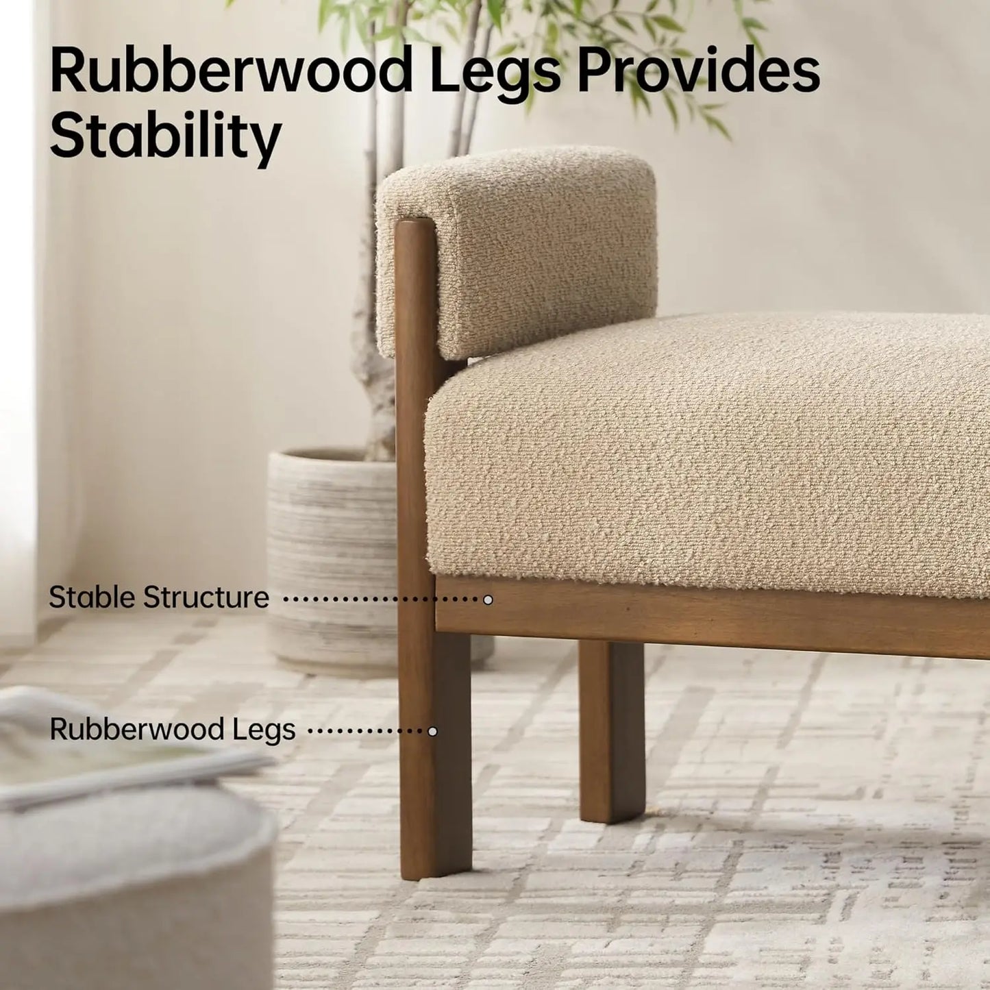 End Of Bed Upholstered Bench With Arms And Wood Frame