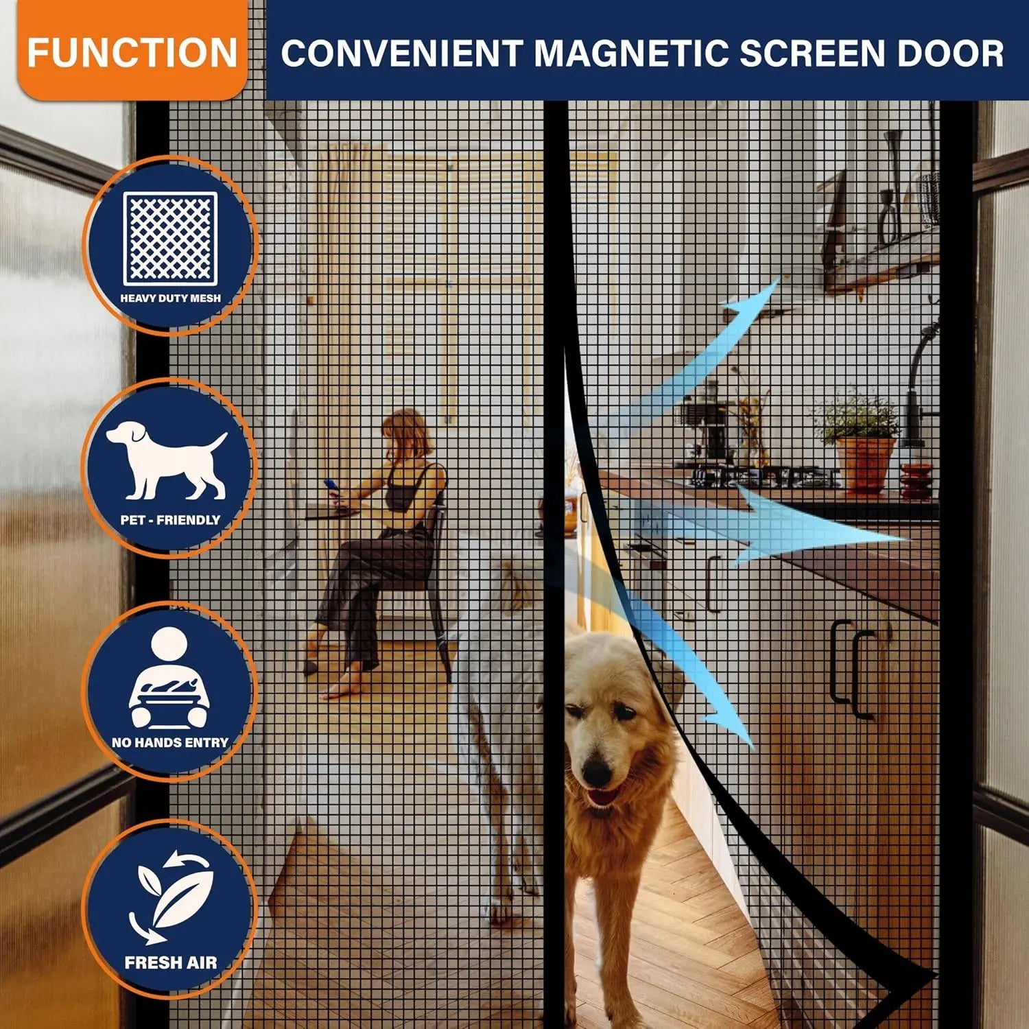 Magnetic Screen Door Fiberglass Mesh Keeps Bugs Out Easy Install by S And B Enterprise