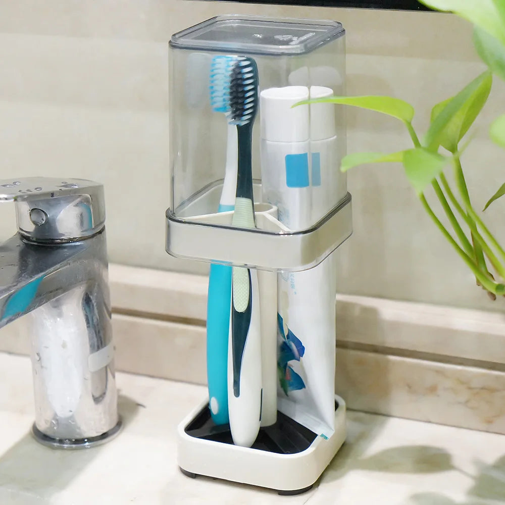 Toothbrush Holder With Cup And Cover For Bathroom Organization by S And B Enterprise