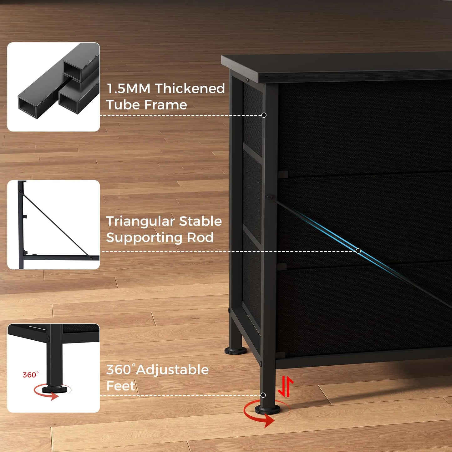 JHK Cabinet For Living Room With 9 Fabric Drawers Long Entertainment Center Up to 75 Inch TV Storage Display Of Furniture by S And B Enterprise