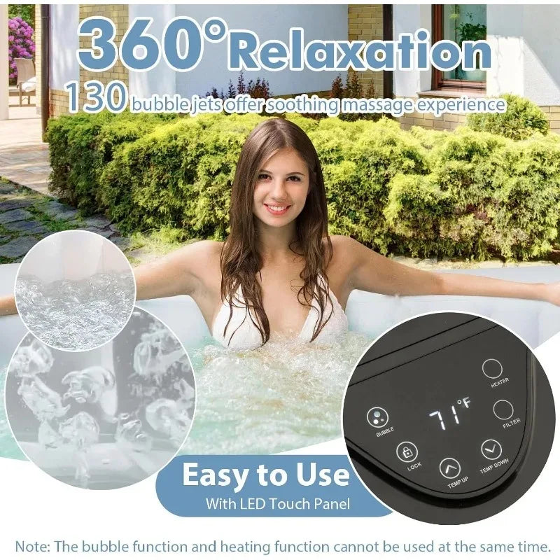 Inflatable outdoor hot tub by S And B Enterprise with 130 bubble jets and LED touch panel