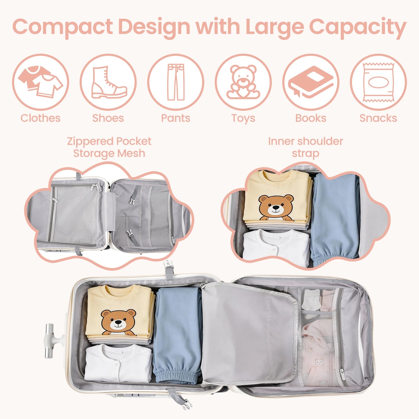 Kids Ride On Suitcase 2 In 1 Luggage With Spinner Wheels by S And B Enterprise