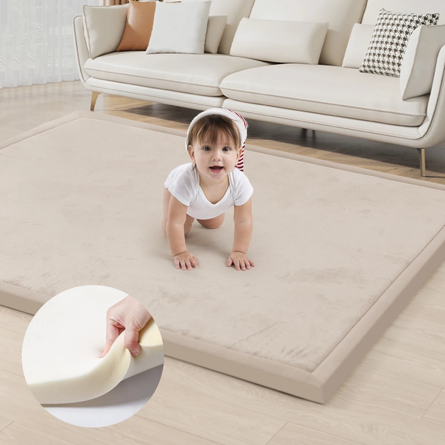 PaPaMat Memory Foam Playpen Carpet Mat Velvet Non Slip Bottom