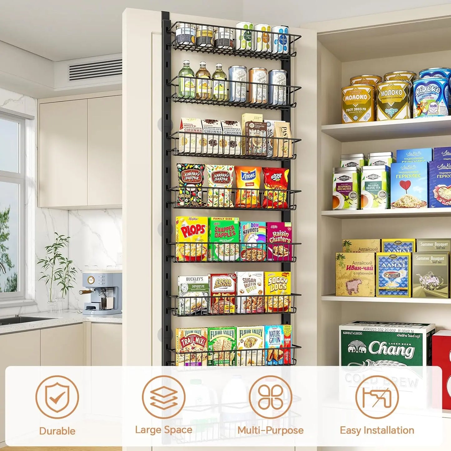 8-Tier Over-the-Door Pantry Organizer Hanging Spice Rack Kitchen Storage