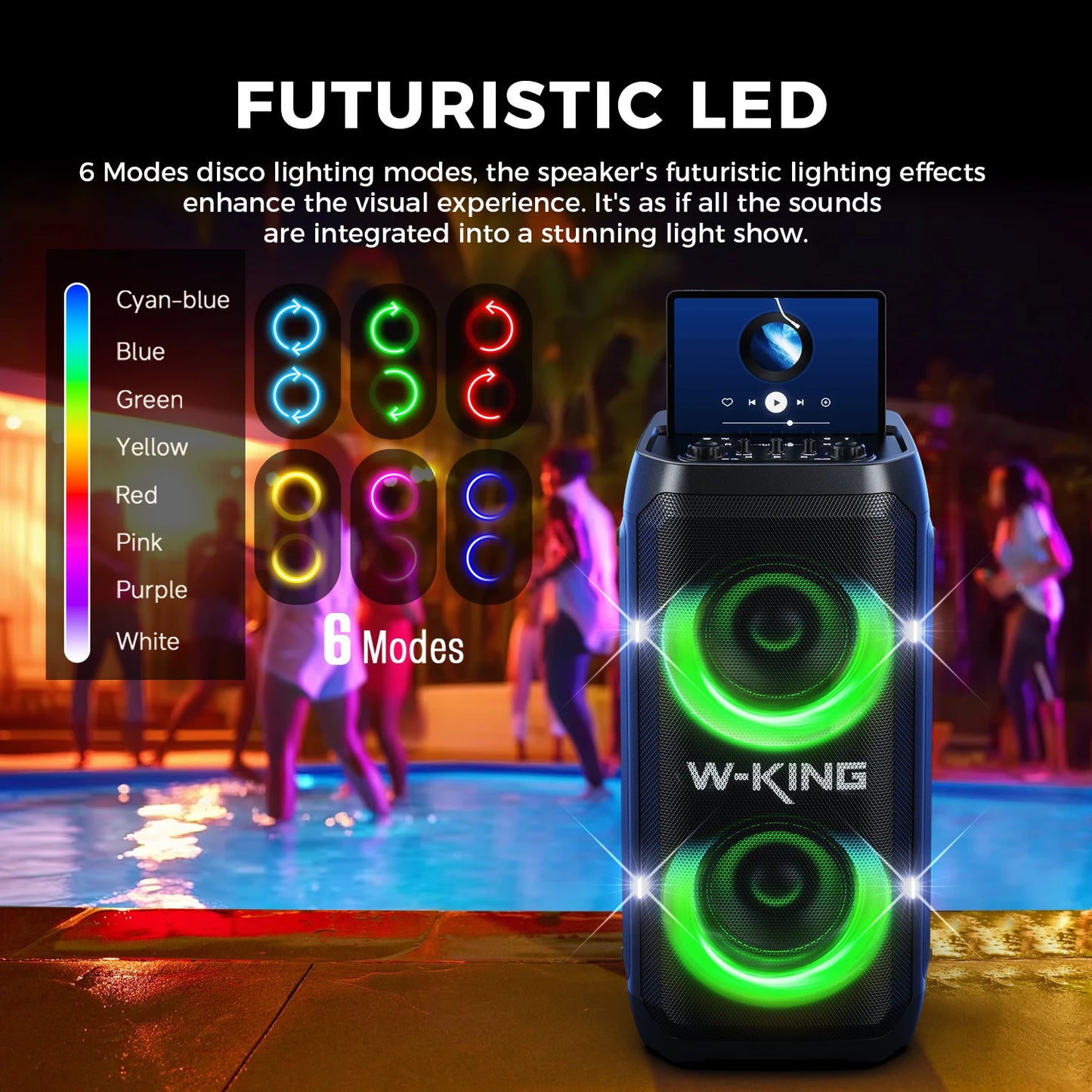 W-King T12 Portable Bluetooth Speaker Pro Sound with Light Show