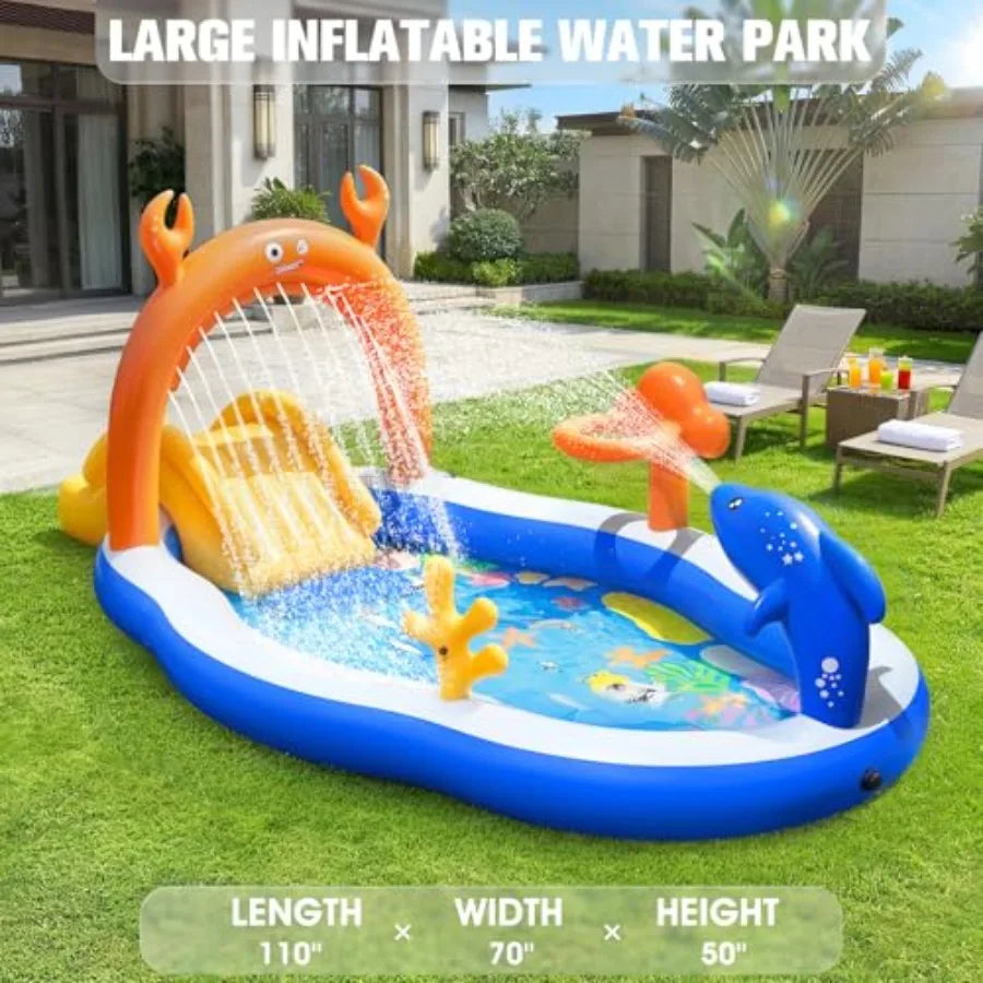 Backyard Toddler Pool With Water Slide Sprinkler Inflatable Play Center by S And B Enterprise