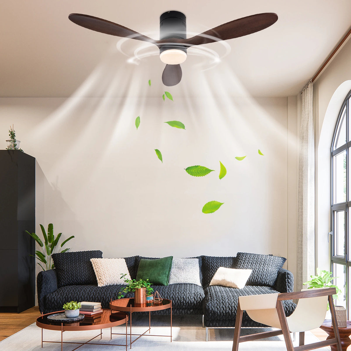 52-inch smart ceiling fan by S And B Enterprise with remote, wooden blades, dimmable LED light