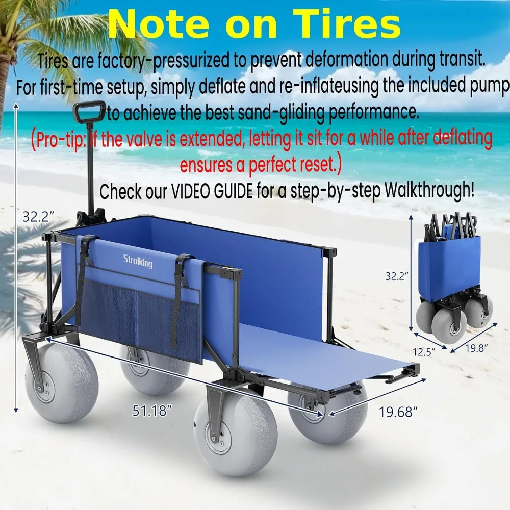 Beach Wagon 440 Lbs Heavy Duty With Inflatable Wheels by S And B Enterprise