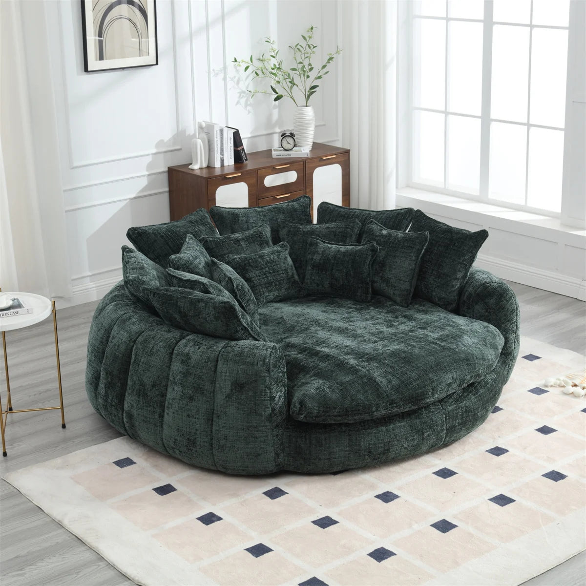 81.1" Cloud Couch Sleeper Sofa, Oversized Round Chaise Lounge Chair with 14 Pillows, Modern Chenille Boneless Couch, Memory Foam by S And B Enterprise