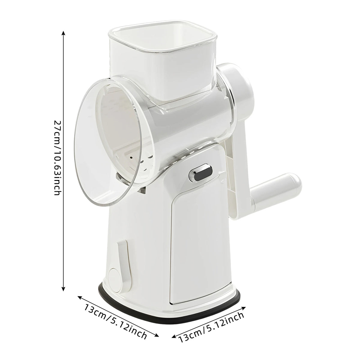 Cheese Grater with Rotary Hand Crank, Vegetable Chopper with Replaceable Stainless Blades, Strong Suction Base, Easy-Clean Multipurpose Kitchen Slicer