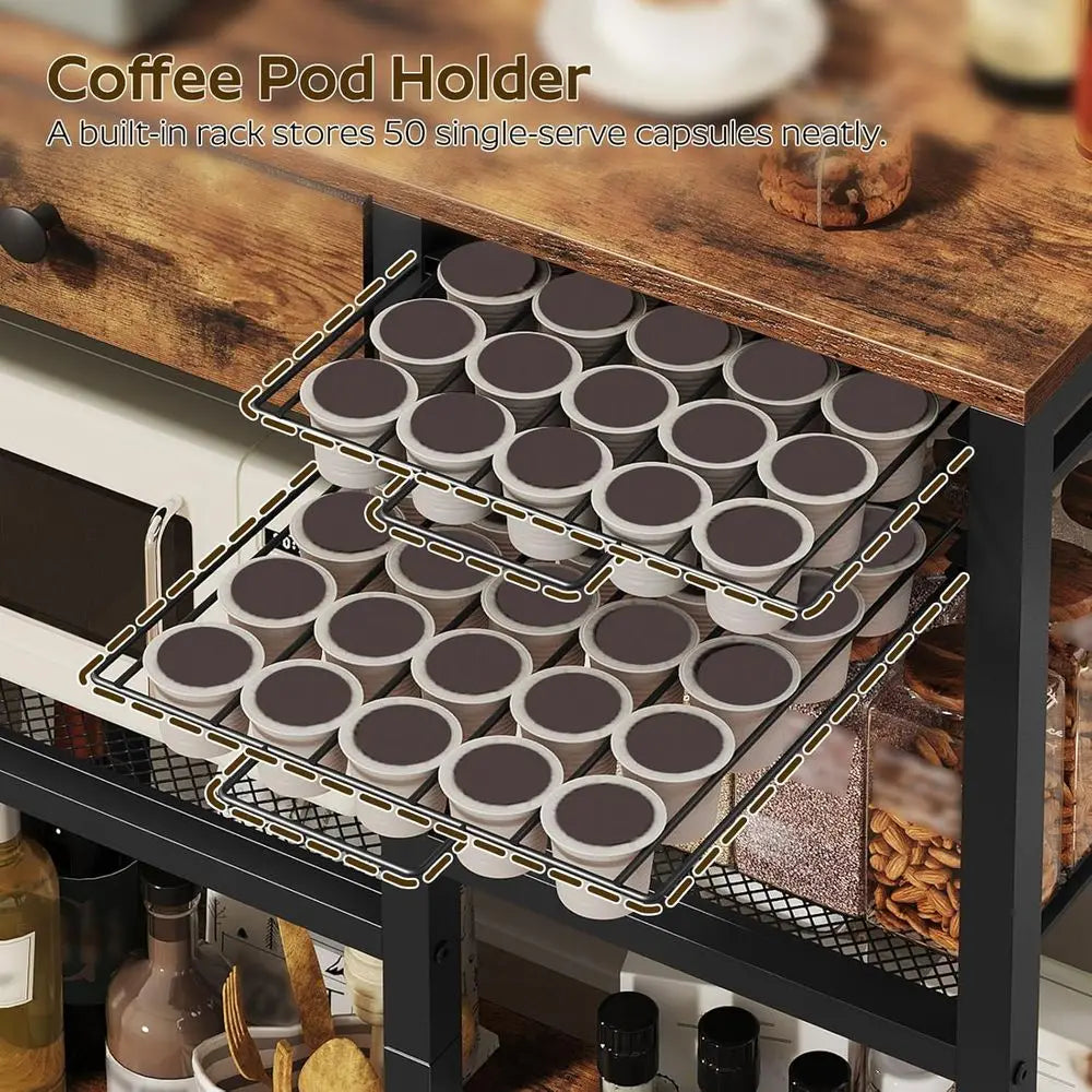 OLOEY Bakers Rack With Storage 5 Tier Coffee Bar Stand